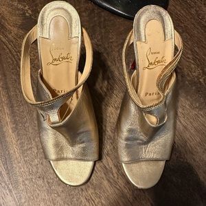 Christian Louboutin 100mm gold mule